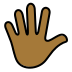 hand with fingers splayed, medium-dark skin tone